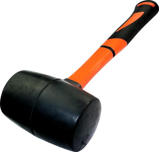 C46065 - marteau/maillet à bois/maillet en caoutchouc noir - manche TPR  orange - 290... | bol