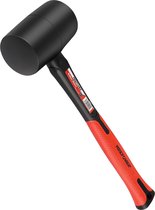 Rubberen hamer 16 oz, MAXPOWER niet-markerende rubberen hamer met schokabsorberende glasvezel handvat, zwart