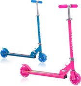 FOXSPORT Kinderstep - Kick Step - lichtgevende wielen - Voor Jongens en Meisjes - Vanaf 3-12 Jaar - Step - Kinderstepjes - Draagkracht tot 50 kg - Aluminium - Rode roos
