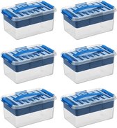 Sunware - Q-line opbergbox met inzet 6L blauw - Set van 6