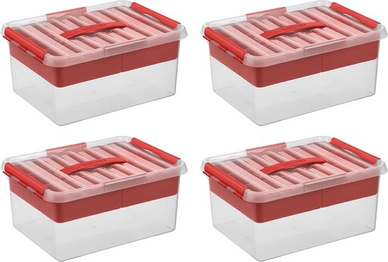 Caja De Almacenamiento De Plástico Homz Para Corona De Navidad, Hasta 24 Pulgadas, De Color Rojo Con Tapa Transparente