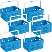 Sunware - Caisse pliante carrée avec poignée 24L bleue - Set de 6