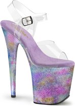 Pleaser - FLAMINGO-808NEB Sandaal met enkelband, Paaldans schoenen - US 8 - 38 Shoes - Multicolours/Transparant