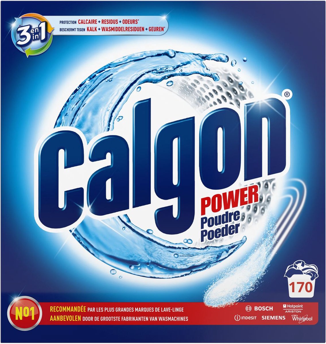 Calgon 3 in 1 Power Poeder Wasmachine Reiniger en Anti kalk - 170 Doseringen (2 x 85 wasbeurten)