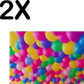 BWK Textiele Placemat - Feestelijke Ballonnen in Veel Kleuren - Set van 2 Placemats - 40x30 cm - Polyester Stof - Afneembaar