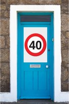 40 jaar verkeersbord mega poster / deurposter - 59 x 84 cm - verjaardag versiering