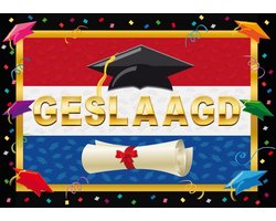 Deurposter geslaagd Nederlandse vlag 59 x 42 cm - Examen diploma uitreiking feestartikelen Deurposter geslaagd Nederlandse vlag 59 x 42 cm - Examen diploma uitreiking feestartikelen