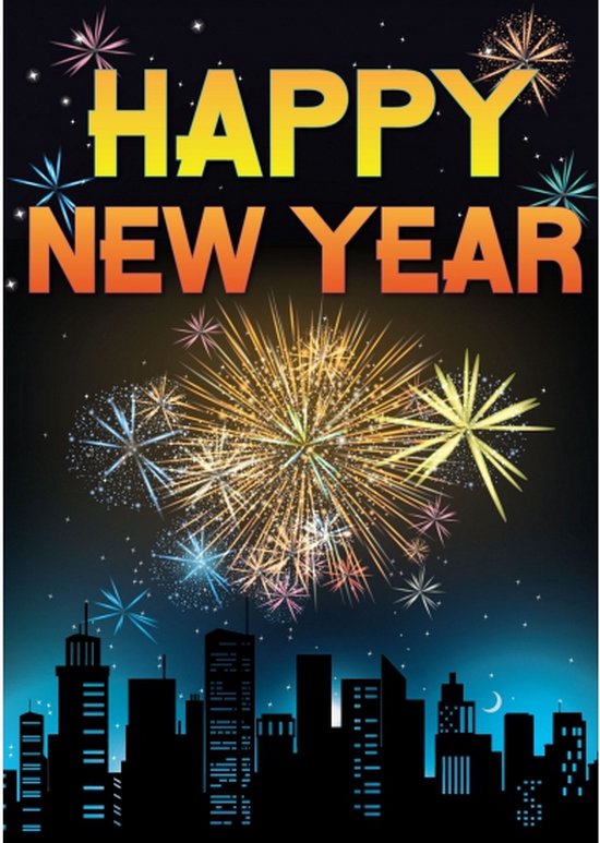 Happy new year mega deurposter