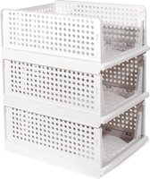 Kast-organizer, kledingkast, 3 stuks, opvouwbare opbergdoos, opbergsysteem voor laden, kluisjes, kledingkasten (wit)