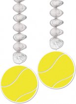 Tennisbal rotorspiraal 2x stuks 76 cm - Plafond hangers - Tennis thema feestartikelen/decoraties/versiering