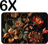 BWK Stevige Placemat - Prachtige Bloemen Kunst - Set van 6 Placemats - 45x30 cm - 1 mm dik Polystyreen - Afneembaar