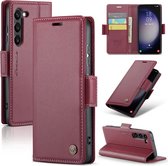 CaseMe Wallet Case met RFID Bescherming en Magneetsluiting voor Samsung Galaxy S23 _ Wijnrood