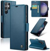 CaseMe Wallet Case met RFID Bescherming en Magneetsluiting voor Samsung Galaxy S23 Ultra _ Blauw