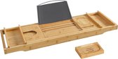 Luxe badplank van duurzaam bamboe - UItschuifbaar van 70 tot 105 cm - Badplank voor in Bad - Badplank Eiken - Badplank Verstelbaar
