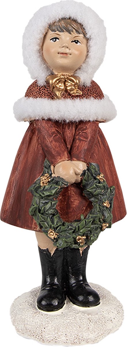 Clayre & Eef Beeld Kind 13 cm Rood Polyresin