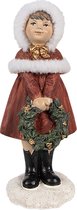 Clayre & Eef Beeld Kind 13 cm Rood Polyresin Kerstfiguren