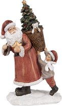 Clayre & Eef Beeld Kerstman 19 cm Rood Polyresin Kerstfiguren