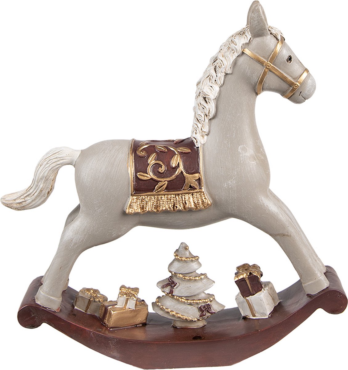 Clayre & Eef Beeld Hobbelpaard 18 cm Grijs Polyresin