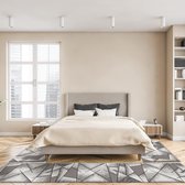 Tapijt geweven tapijt voor de slaapkamer bedomranding set van 3 grijs modern geometrisch design Öko-Tex 100 2 keer 67 x 140 cm, 1 keer 67 x 340 cm 30161grau067620