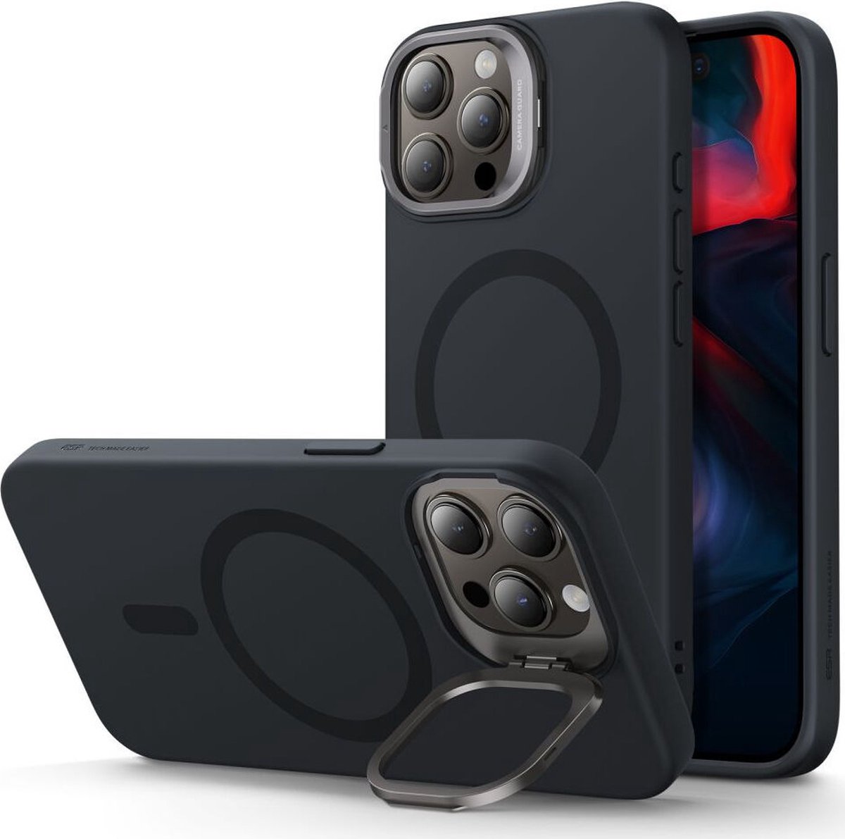 ESR Cloud Kickstand Hoesje MagSafe Zwart Geschikt voor Apple iPhone 15 Pro Max