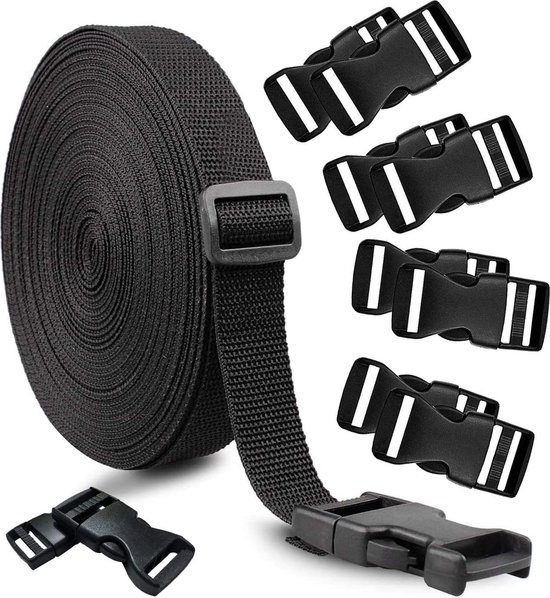 10 Yards Nylon bing Strap Band met 10 Sets Platte Side Release
