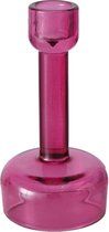 Glazen kandelaar / waxinelichthouder 15cm hard roze