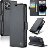 CaseMe Wallet Case met RFID Bescherming en Magneetsluiting voor iPhone 14 Pro _ Zwart