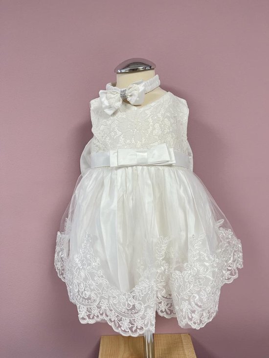 Feestjurk-bruidsmeisje-kleedje-jurk-bloemen meisje-babyjurk-girl-fotoshoot-communie-doop-doopsel-1 jaar-Jurk Camilla wit (mt 92/98)