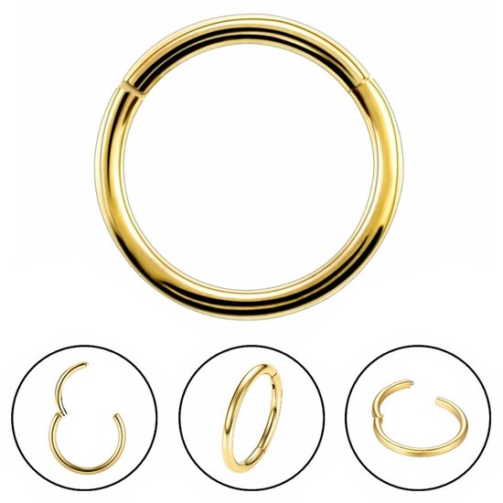 Fako Bijoux® - Piercing Ring en acier chirurgical - Diamètre 10 mm - Épaisseur 1,2 mm - Anneau adapté pour Helix, Tragus, Septum, Lèvre, Nez et Sourcil - Couleur or