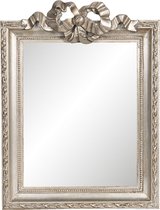 HAES DECO - Rechthoekige Spiegel met Strik - Kleur Zilverkleurig - Formaat 25x2x34 cm - Materiaal Hout - Wandspiegel, Spiegel Rechthoek