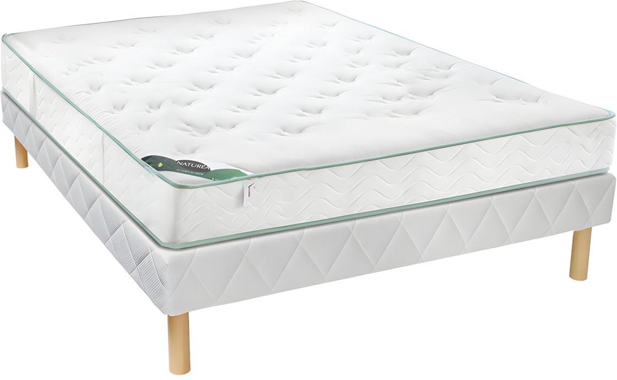 NATUREA Set bedbodem + matras van gerecycled flocotex, dikte 22 cm - 160 x 200 cm - NEITH van NATUREA L 200 cm x H 30 cm x D 160 cm