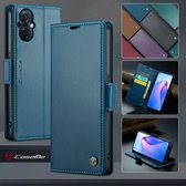 CaseMe Wallet Case met RFID Bescherming en Magneetsluiting voor OPPO Reno8 Lite 5G _ Blauw