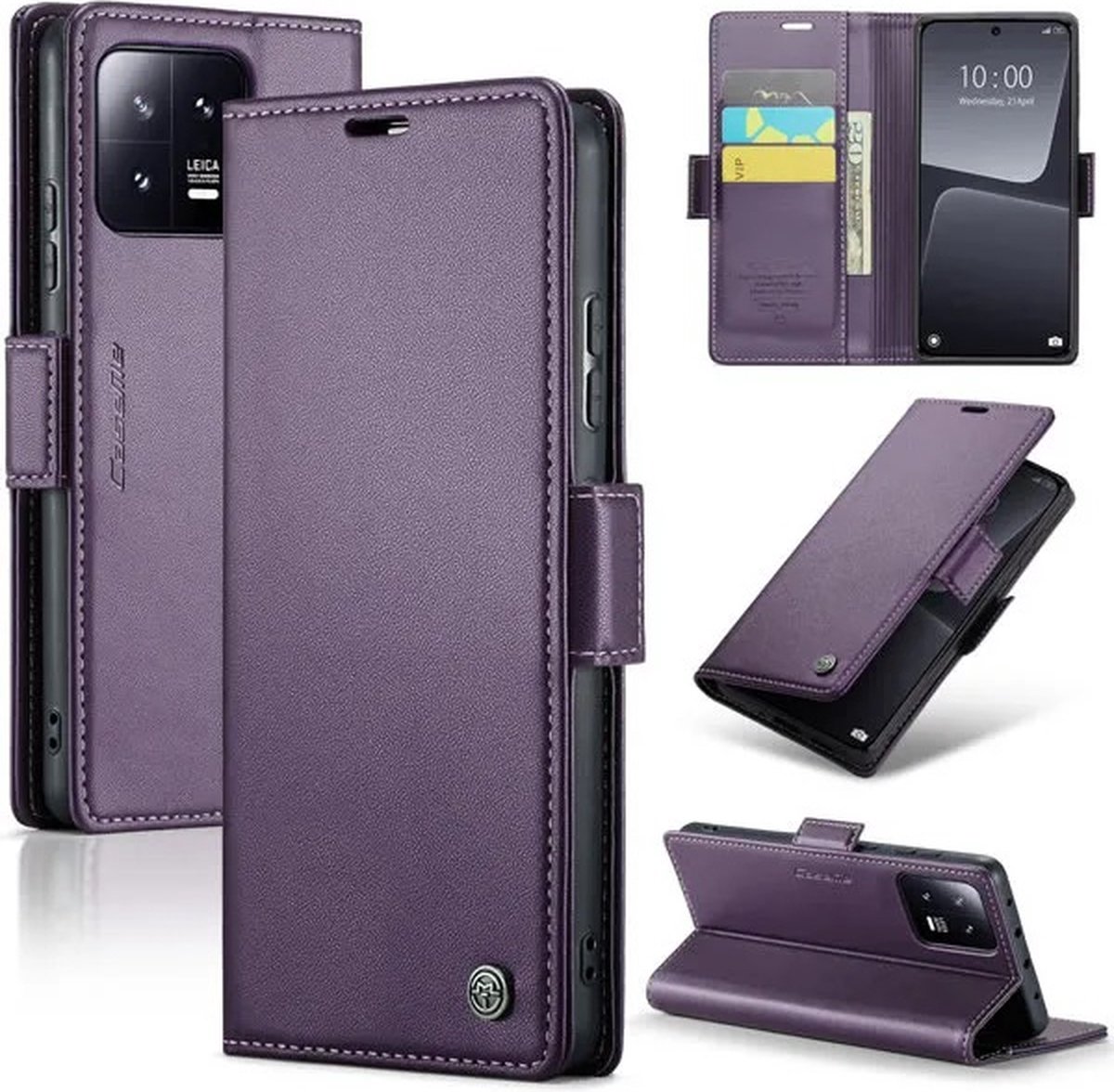 CaseMe Wallet Case met RFID Bescherming en Magneetsluiting voor Xiaomi 13 _ Paars