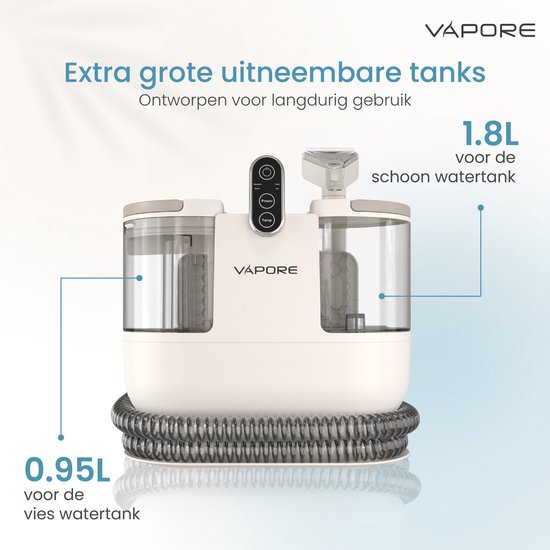 Vapore Tapijtreiniger - Draagbare Vlekkenreiniger - 1200W - Tapijtreiniger Machine - Bank Reinigen Machine - Meubelreiniger - Stoomreiniger voor Bank - Met Zuigvermogen - Zetelreiniger - Bank Reiniger - Apparaat - Wit