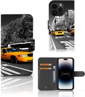 Beschermhoesje Geschikt voor iPhone 15 Pro Telefoon Hoesje New York Taxi