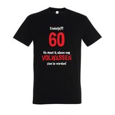 60 jaar verjaardag - T-shirt Eindelijk 60, nu moet ik alleen nog volwassen zien te worden | XL | Zwart