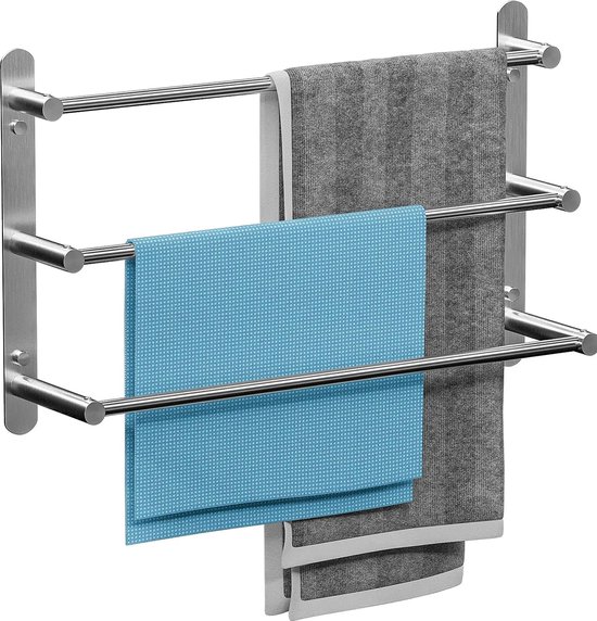 Geen boren badkamer handdoekhouder 3 Tier handdoekhouder roestvrij staal wandgemonteerde zelfklevende handdoekhouder voor badkamer keuken 30cm