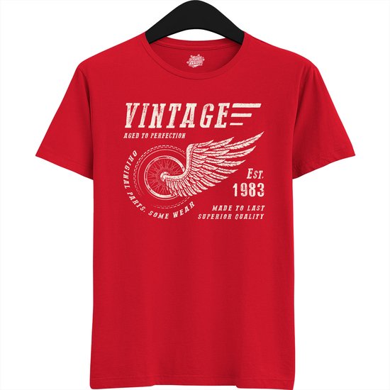 A Vintage Motorcycle Addict Est 1983 | Retro Verjaardag Motor Cadeau Shirt - T-Shirt - Unisex - Rood