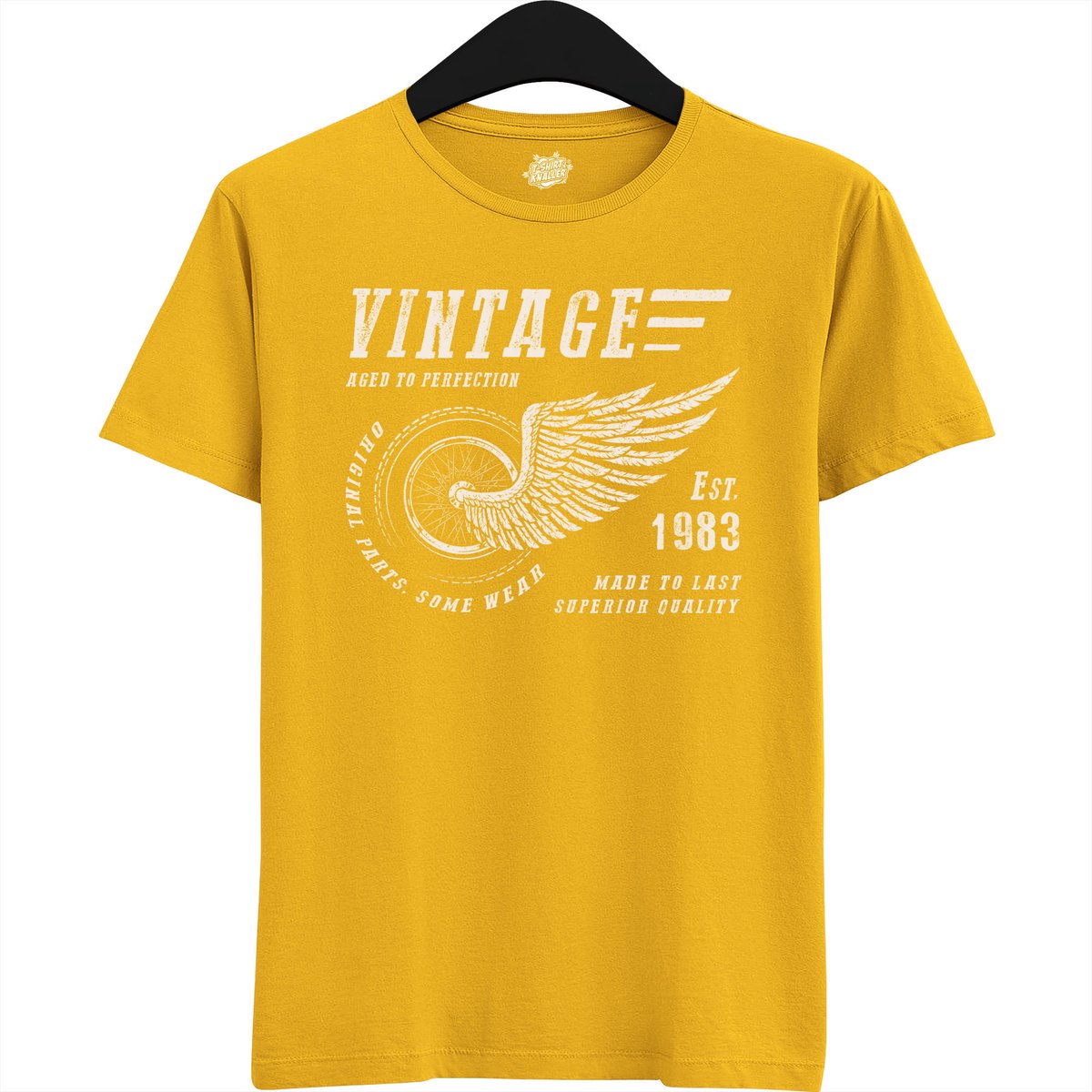 A Vintage Motorcycle Addict Est 1983 | Retro Verjaardag Motor Cadeau Shirt - T-Shirt - Unisex - Geel - Maat XXL