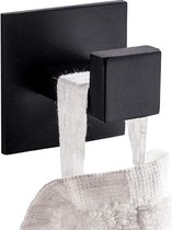 Crochet porte-serviettes noir autocollant en acier inoxydable 304, sans perçage, crochet porte-serviettes noir, crochet pour peignoir et vêtements, noir