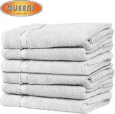 Queens Handdoek - 6 Stuks - Wit - 60x110 cm - 600 gr/m2