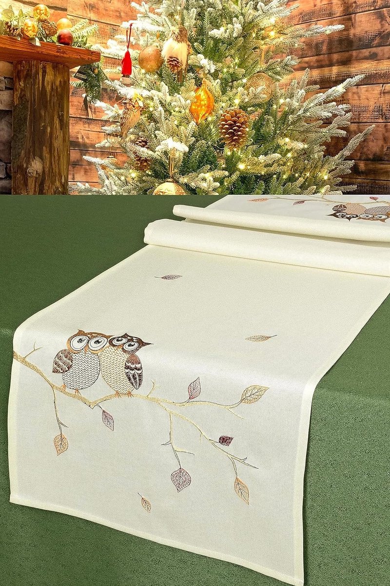 Tafelloper uilenpairchen met schattige uilen - tafelloper 40x140 cm