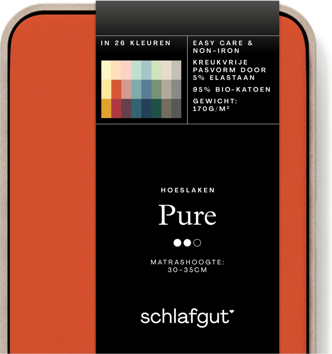 Schlafgut Pure Bio Katoen Jersey Hoeslaken M - 120x200 - 130x220 269 Red Mid