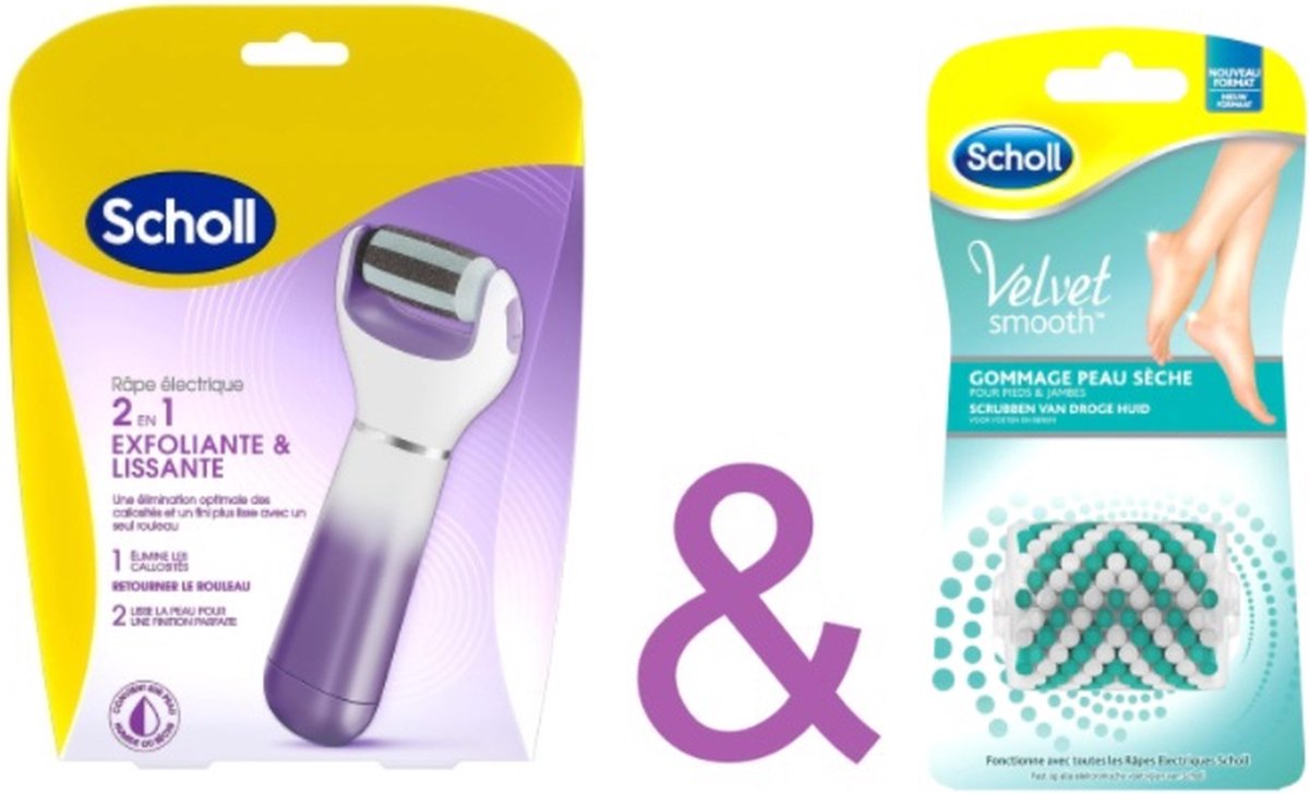 Scholl Velvet Smooth + Skin scrub navulling rollers- Scholl - Van Droge Huid Exfoliatie Roller Voeten En Benen 2 Stuks-Eelverwijderaar- Voetverzorging – Huidverzorging – Navulling – Rollers.