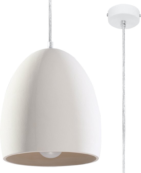 Keramische Hanglamp Flawiusz - Hanglampen - Woonkamer Lamp - E27 - Wit