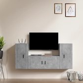 The Living Store TV-Meubelset - Betongrijs - 100 x 34.5 x 40 cm - Wandgemonteerd