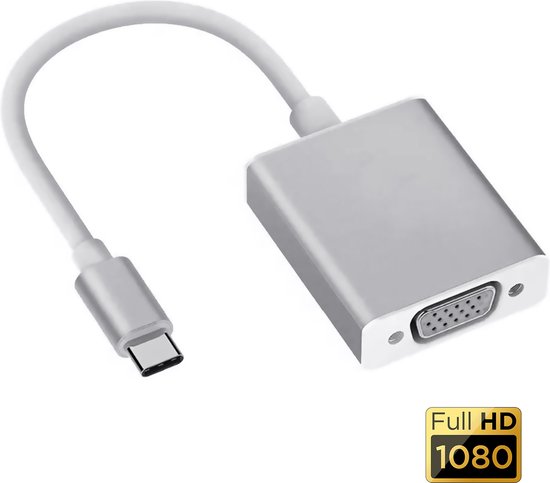 Garpex® USB C naar VGA Adapter - USB C to VGA - Full HD 1080P - Male naar Female - Zilvergrijs