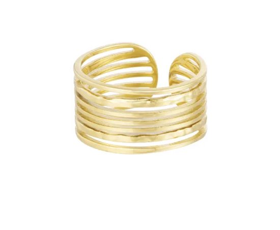 Ring - acier inoxydable - bague large - taille unique - or - bijoux cadeau  - cadeau femme | bol