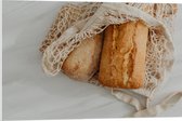 PVC Schuimplaat - Verse Broodjes in Gehaakt Tasje - 90x60 cm Foto op PVC Schuimplaat (Met Ophangsysteem)
