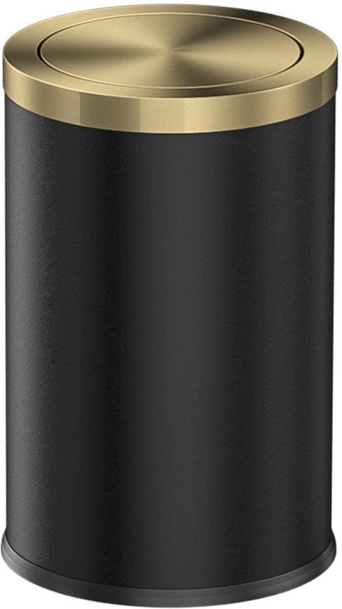 Goedkoopste Stainless steel waste bin, bathroom waste bin with lid, waste bin with hinged lid, 9 l, waste bin for kitchen, living room. Metallic gold (black